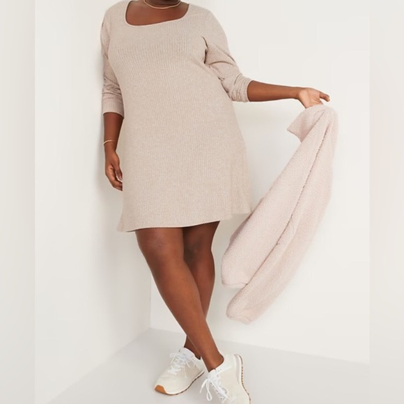 Old Navy Long Sleeve A-Line Mini Oatmeal Heather Dress New With Tags - Picture 1 of 3